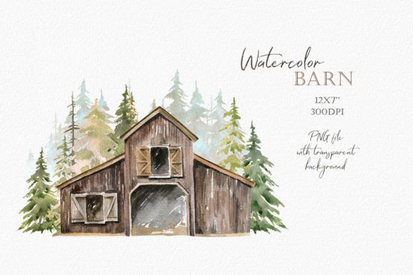 Forest Farmhouse Watercolor Clipart: A Versatile Design Resource
