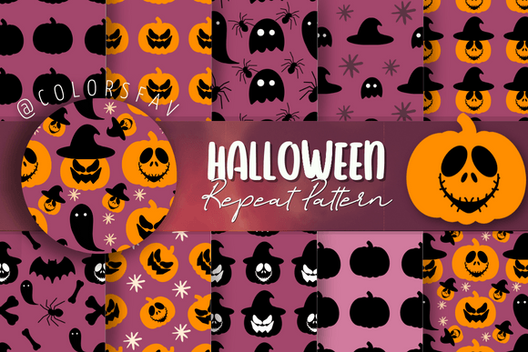 Halloween Pattern Purple Seamless Repeat