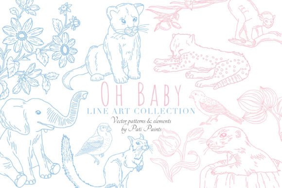 Oh Baby Line Art Clipart Collection: A Delicate and Versatile Resource for Creative Projects