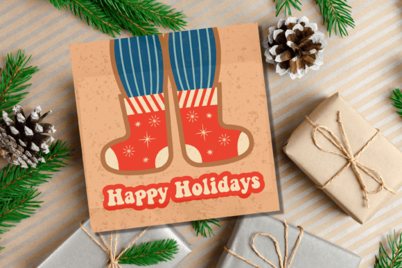 Retro Christmas Card with Santa Legs