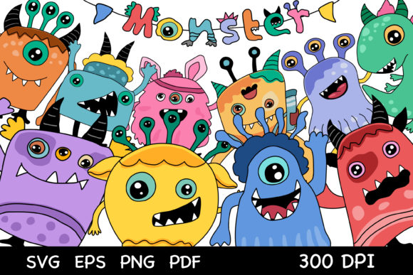 Set of Colorful Cute Monsters: A Versatile Resource for Designers and Creatives